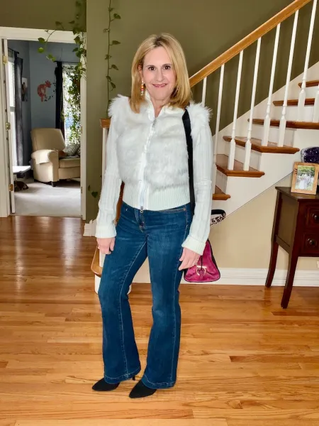 Wonderful Winter White in a Faux Fur Zip Up Sweater